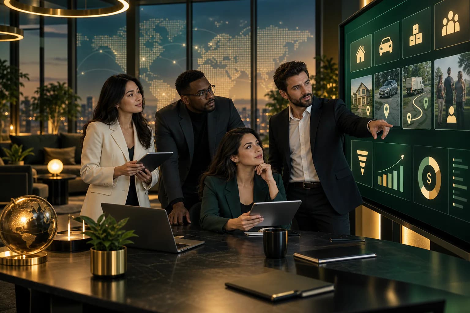 Sales leaders reviewing global field operations and revenue performance
